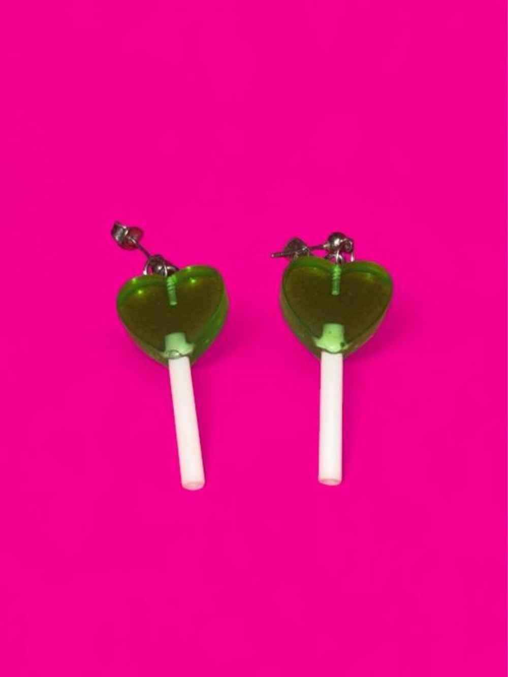 Kawaii green lollipop earrings